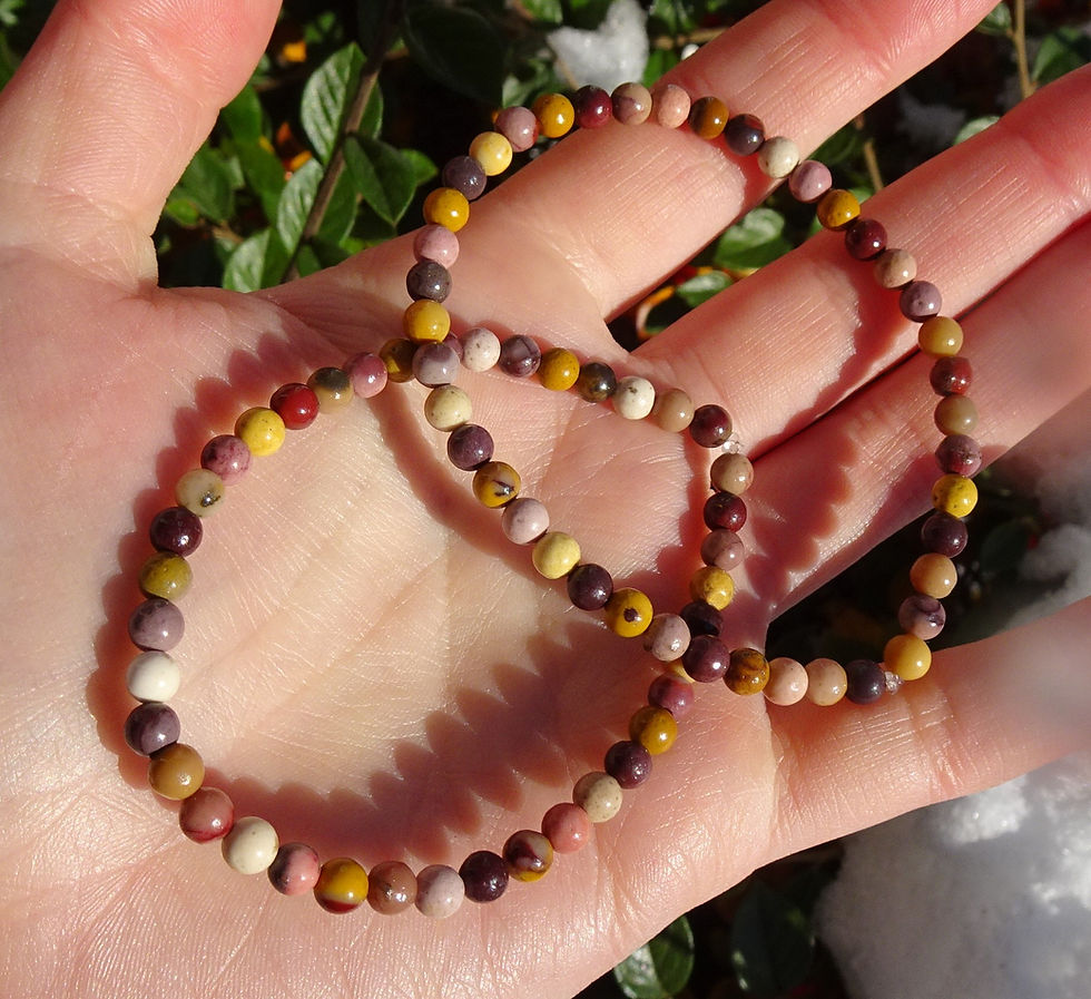 Thumbnail: Polished Banded Mookaite Bracelets - 4mm Beads - Handmade By Me