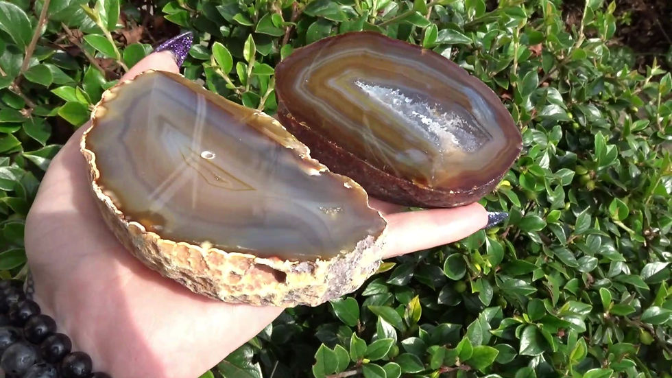 Thumbnail: Part Polished Banded Red Agate Incense Holder Slabs - 2 More Pieces Available