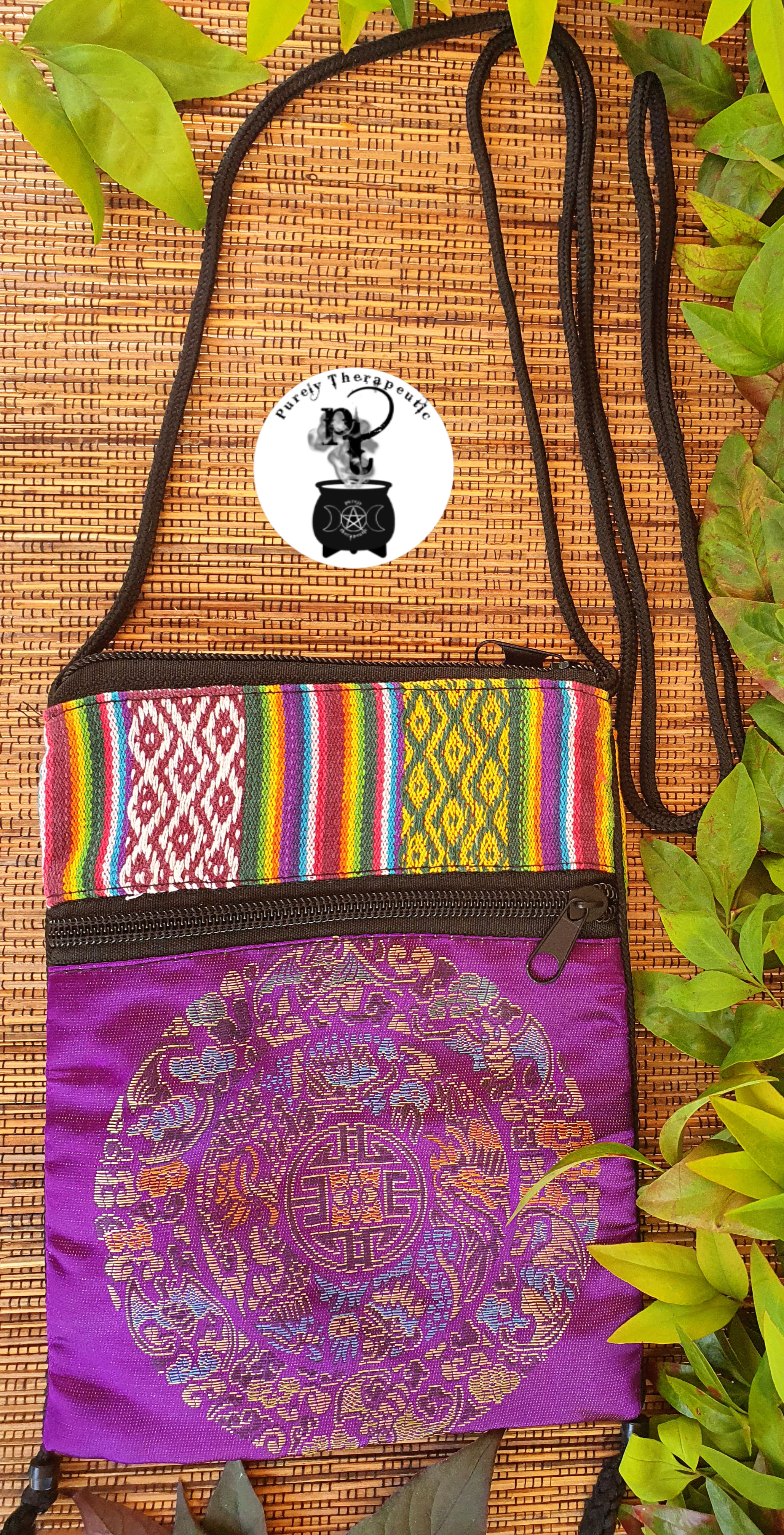 Zip Shoulder Bag Purple Mandala