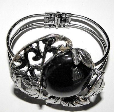 Black Leaf Cuff Bracelet