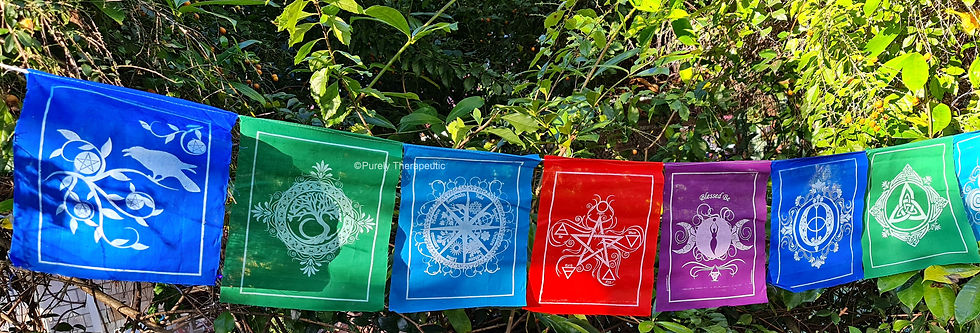 Thumbnail: string of pagan symbol prayer flags