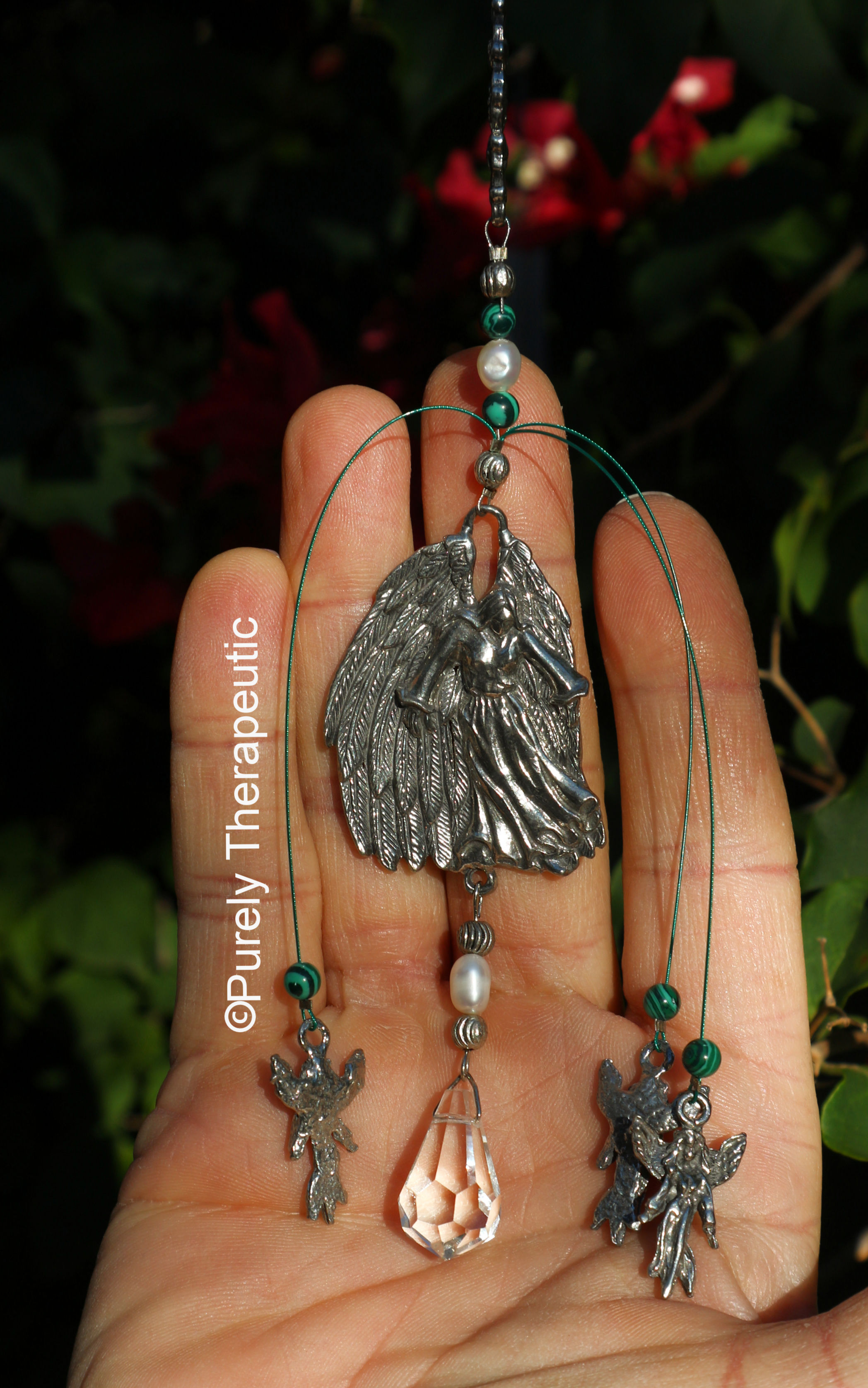 Malachite Pearl Gemstone Mobile