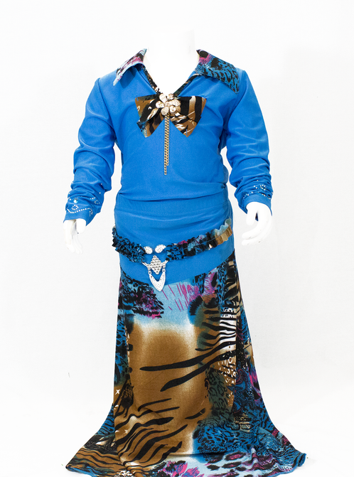 Girls' Hijab, Shirt & Skirt 3-Piece Outfit - Blue  Bella 