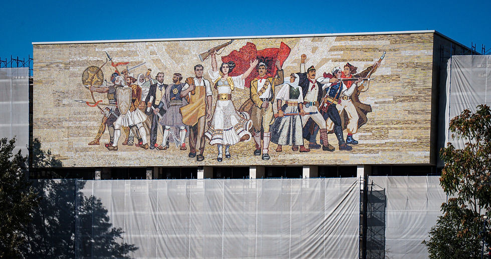 An Albanian mosaic mural adorns the national museum.