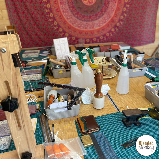 Equipment used for leatherworking in today's Blended Monkey experience