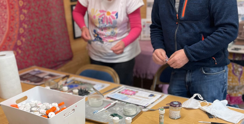 Students enjoying the process of enamelling here in the Blended Monkey Studios