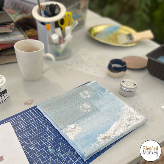 Mixed media workshop at the Blended Monkey Studios - pawprints included!
