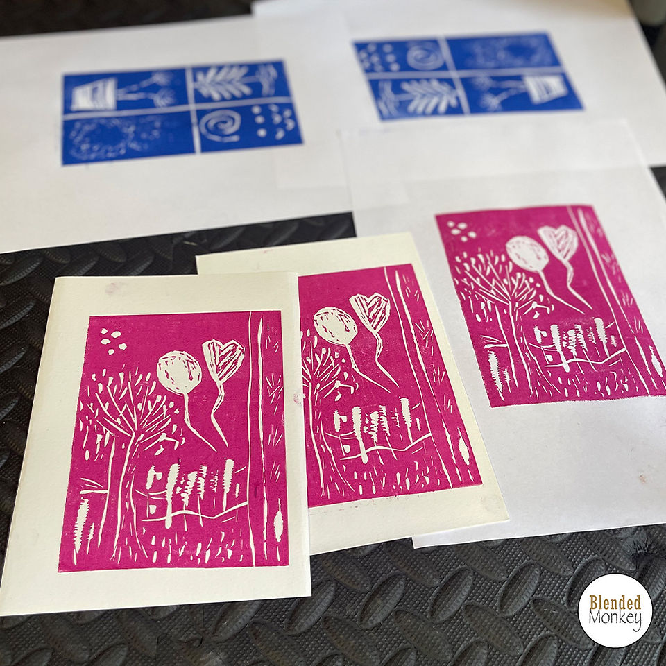Some first attempts at lino printing 
