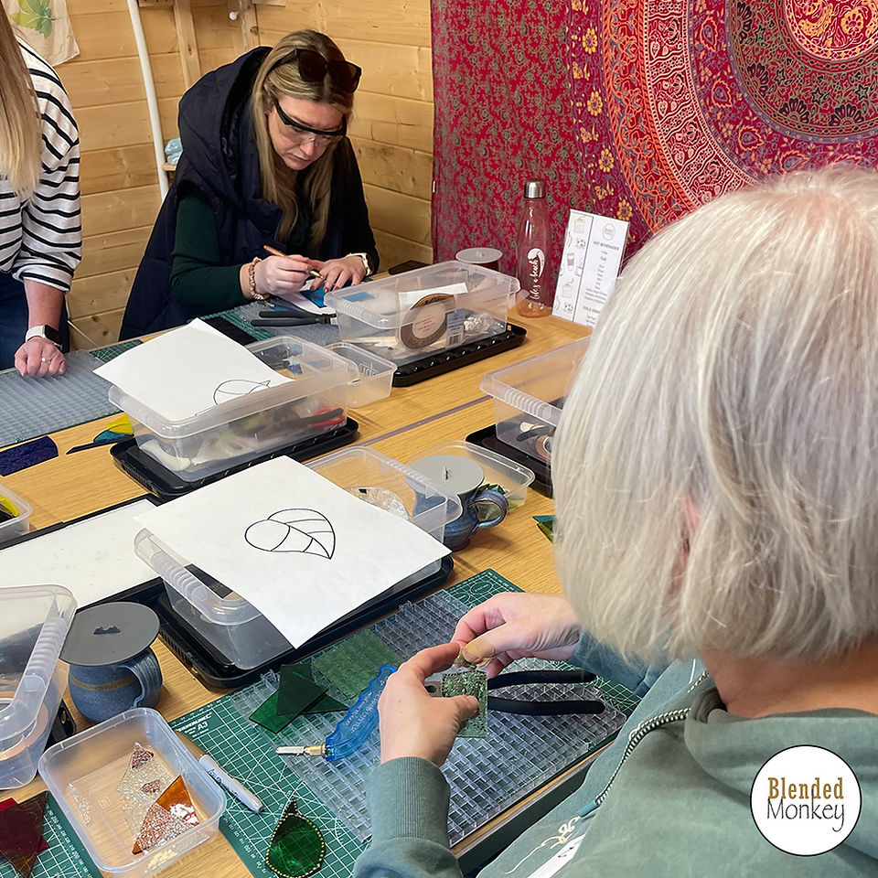 Group of students enjoying their copper foiling experience here in the Blended Monkey Studios