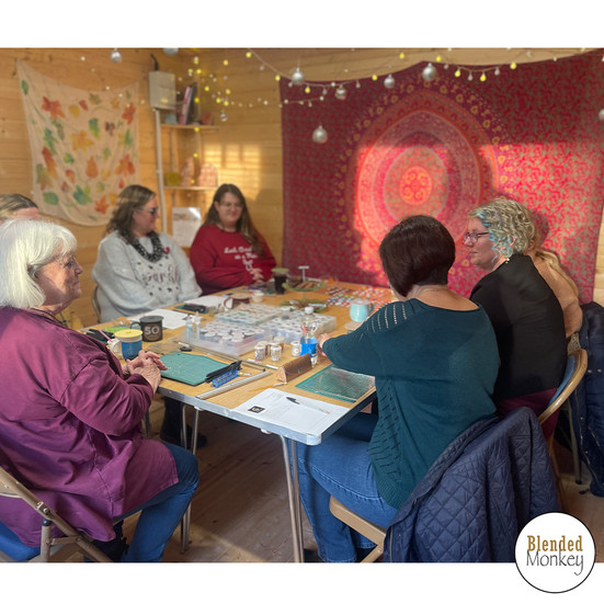 Group looking forward to their fused glass experience here in the Blended Monkey Studios