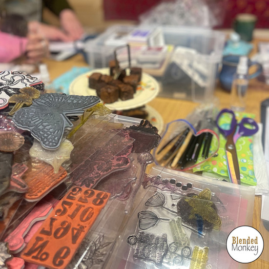 Mixed media and stamps used in our textile art workshop here in the Blended Monkey Studios