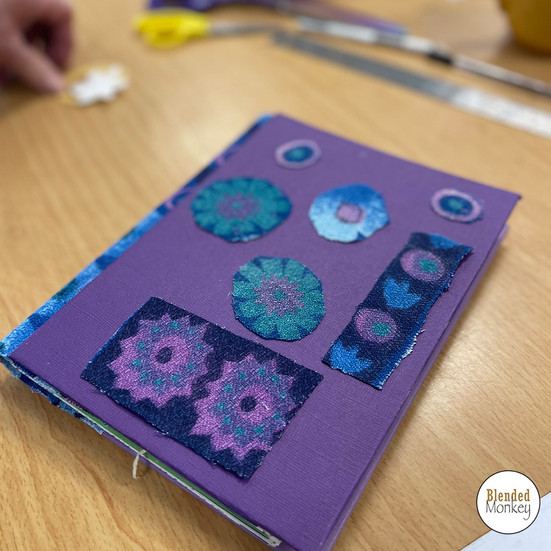 Student placing her fabric elements