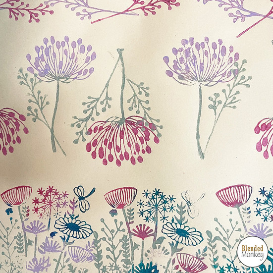 Beautiful floral block printed paper