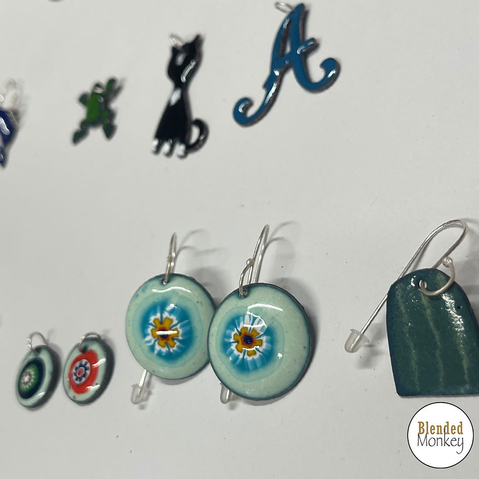 Beautiful enamelled earrings made by one of the students