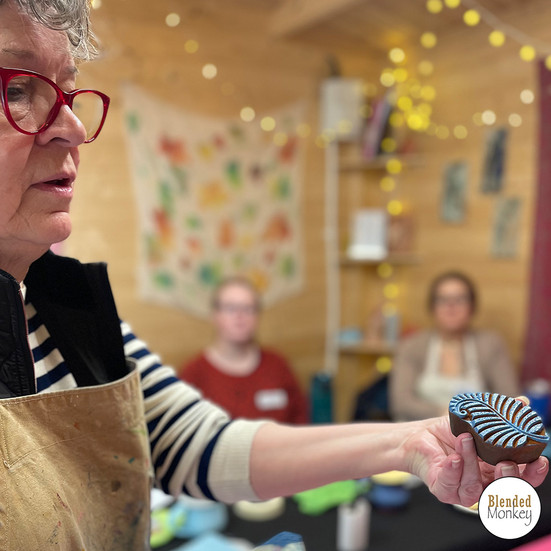 Sue Welfare showing students how to print