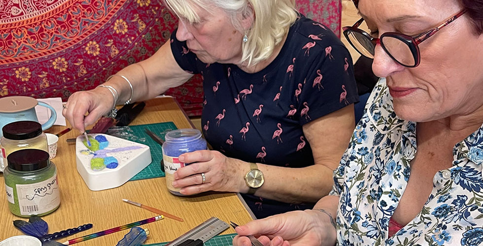 Students enjoying their fused glass workshop here at Blended Monkey