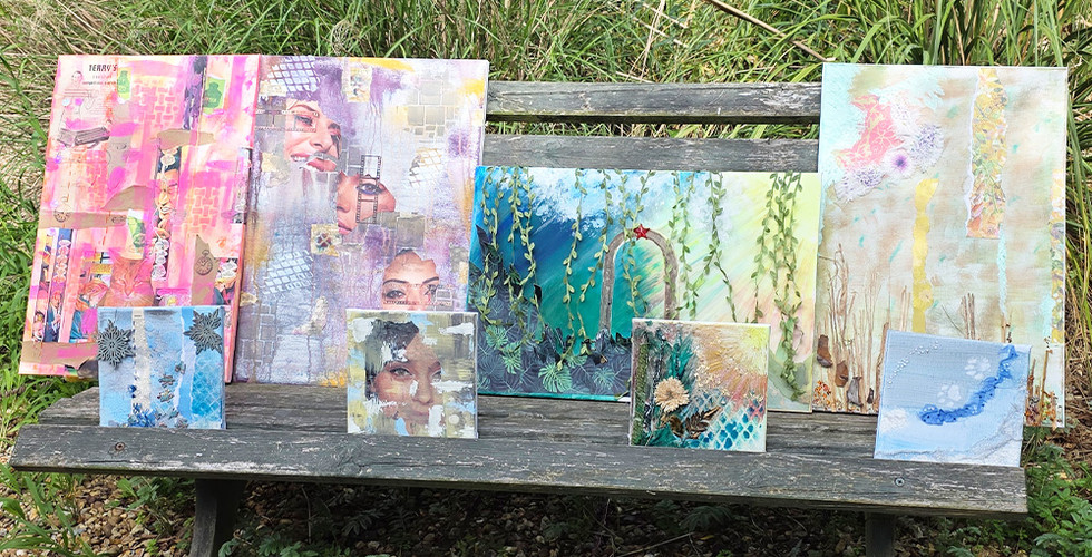 Mixed media workshop at the Blended Monkey Studios - aren't these just gorgeous!