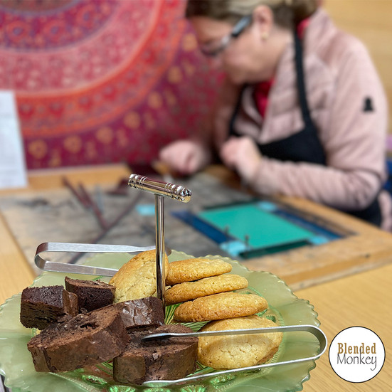 Beautiful mirror with red and orange glass