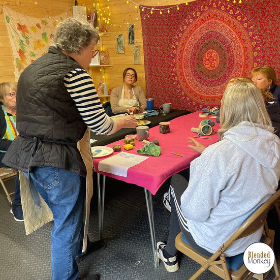 Our guest tutor, Sue Welfare, showing the students how to block print