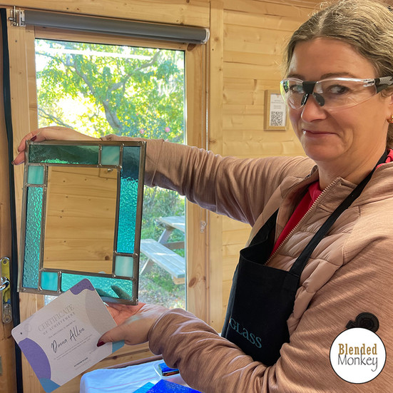 Beautiful mirror with red and orange glass