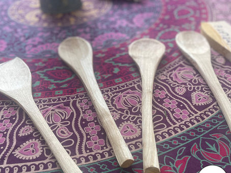 Fab spoon carving experience in our Blended Monkey Outdoor Studios