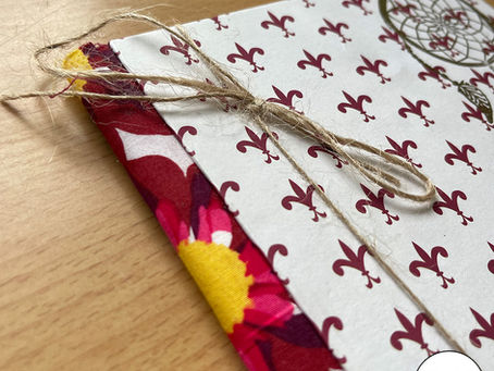 A fabric-bound junk journal created by our guest tutor, Zakiya, from Fanoggins Crafts