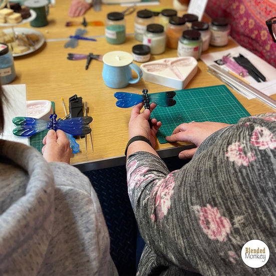 Students enjoying their fused glass workshop here in the Blended Monkey Studios