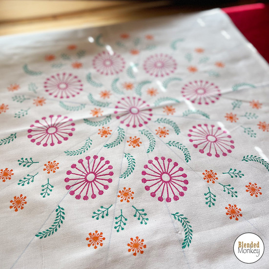 Folksy tea towel print