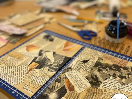 One of the student's junk journals in the making