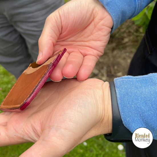 Red colouring added to the edge of this student's card case
