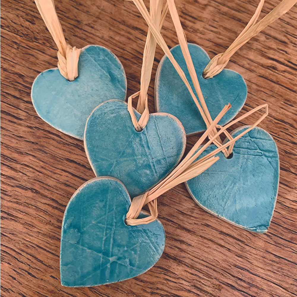 10 x Turquoise Hearts - Trinkets/Gift Tags/Love Tokens