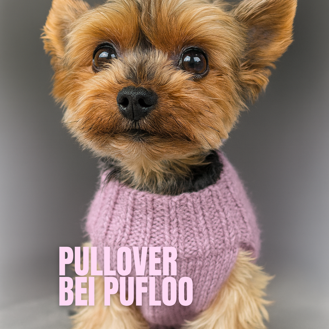 Fliederfarbener Strickpullover mit Blütenapplikationen