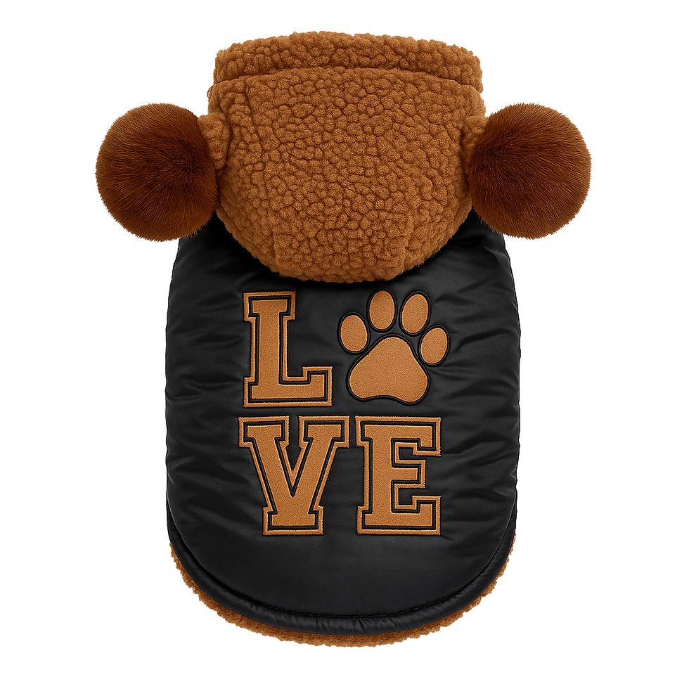 Daunenjacke mit Teddyfell und LOVE-Schriftzug