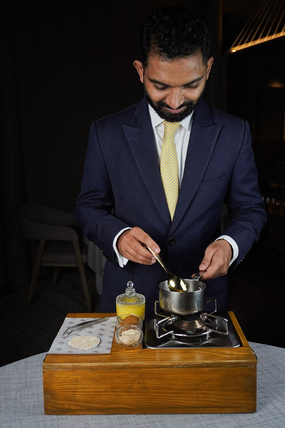Gaurav Dixit (General Manager) making Tadka for Ice Cream