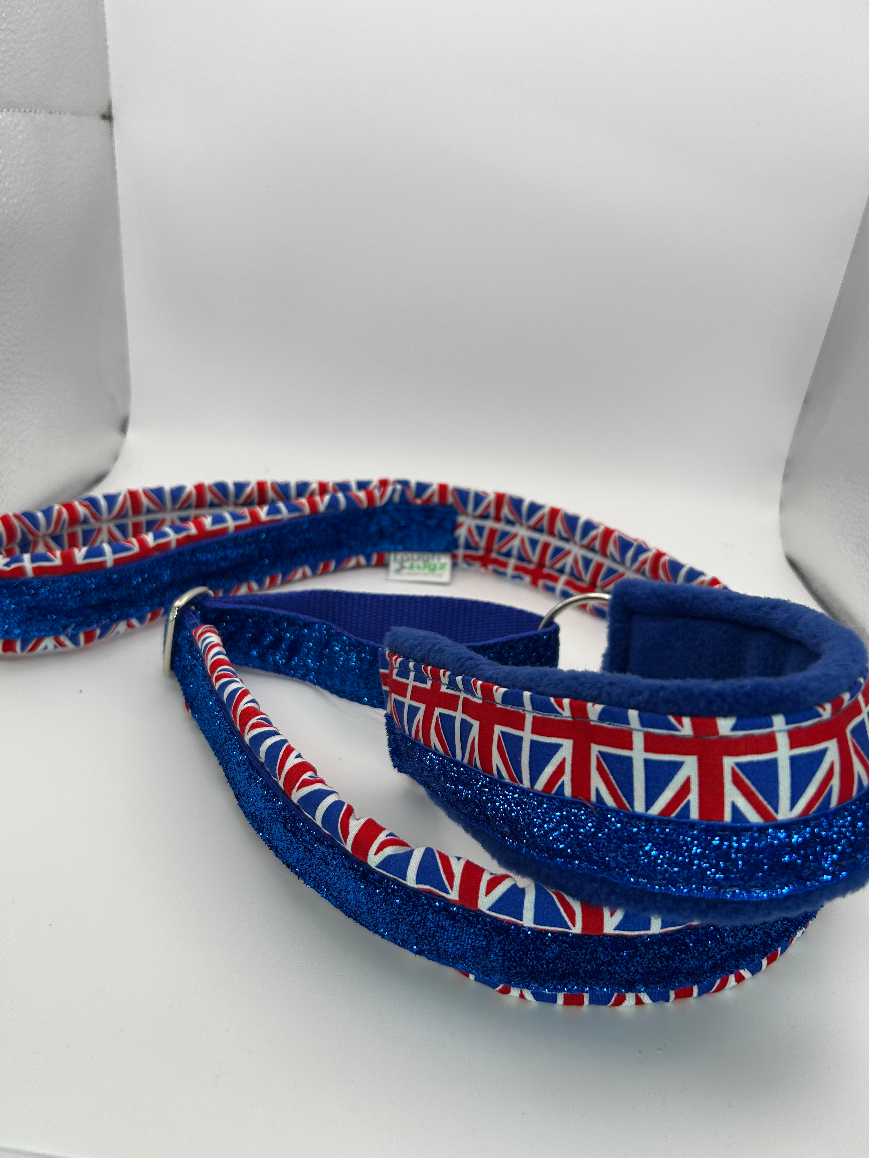 Blue Union Jack Sparkle Slip Collar & Lead