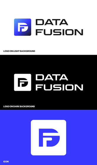 a logo for data fusion on light and dark backgrounds