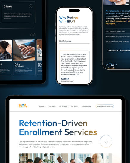 a phone screen displays a page about retention-driven enrollment services