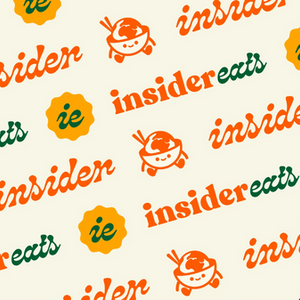 a pattern of insider eats logos on a white background
