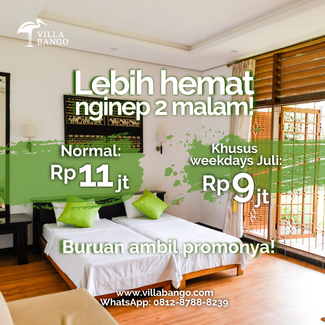 Staycation 2 Malam di Villa Bango, Diskonnya Lebih Besar! — inspirasi dari Villa Bango di Cilember, Puncak
