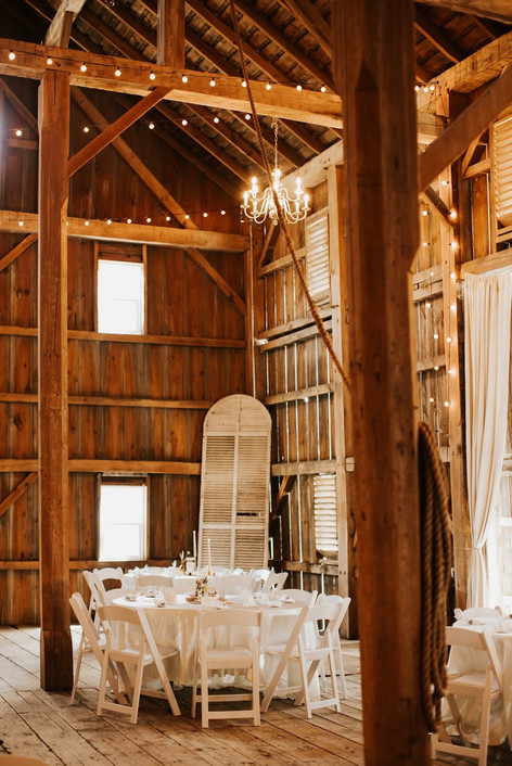 interior barn reception set up