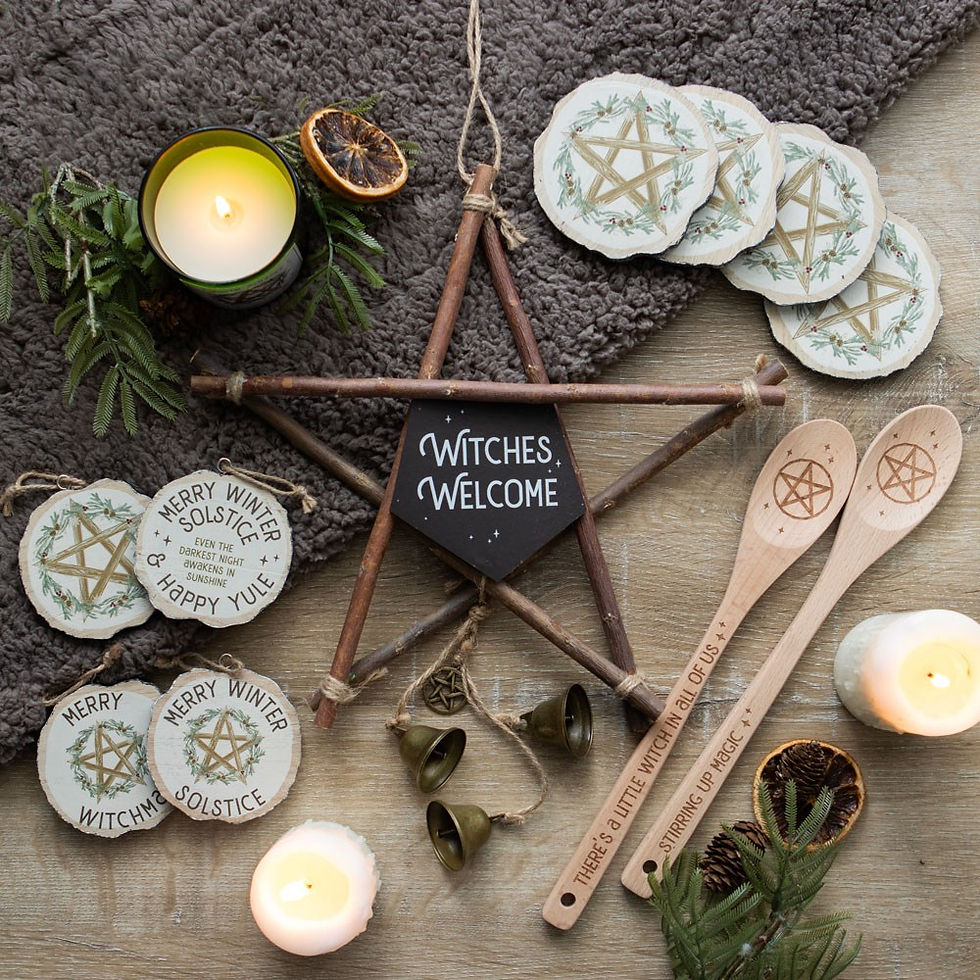 Miniatyrbild: 30CM WITCHES WELCOME WILLOW PENTAGRAM SIGN MED KLOCKOR