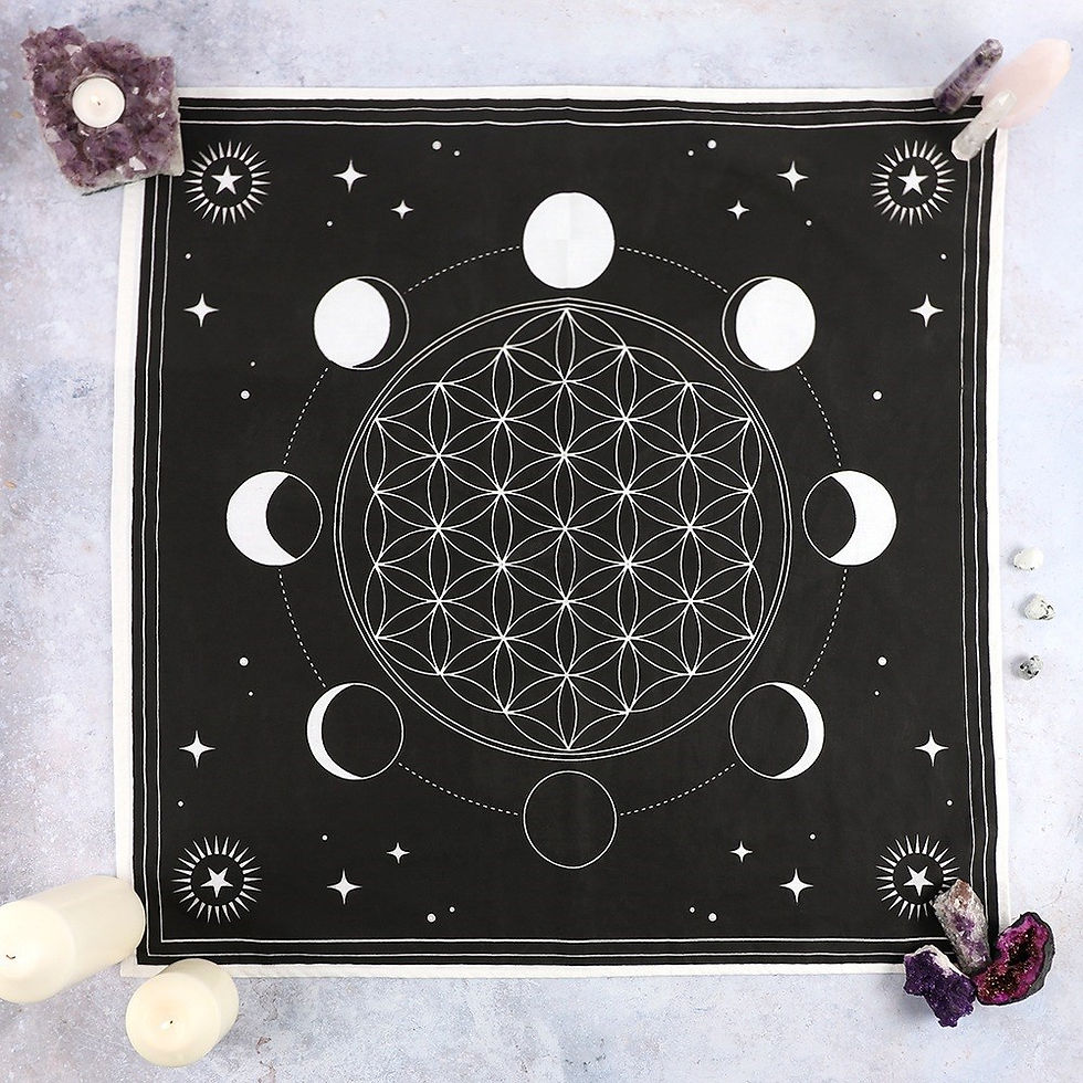 Miniatyrbild: 70x70CM MOON PHASE CRYSTAL GRID ALTAR CLOTH