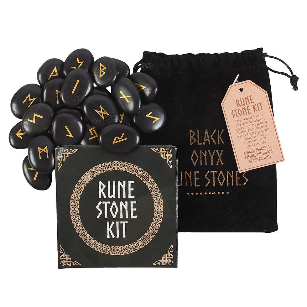Thumbnail: SET OF 25 BLACK ONYX VIKING RUNE STONES