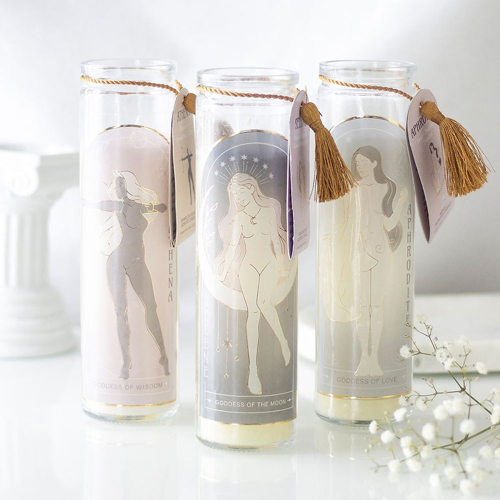 Thumbnail: APHRODITE GODDESS TUBE CANDLE WITH ROSE QUARTZ CRYSTALS