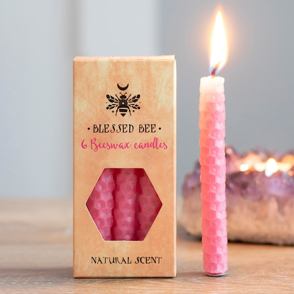 PACK OF 6 PINK BEESWAX SPELL CANDLES - FRIENDSHIP