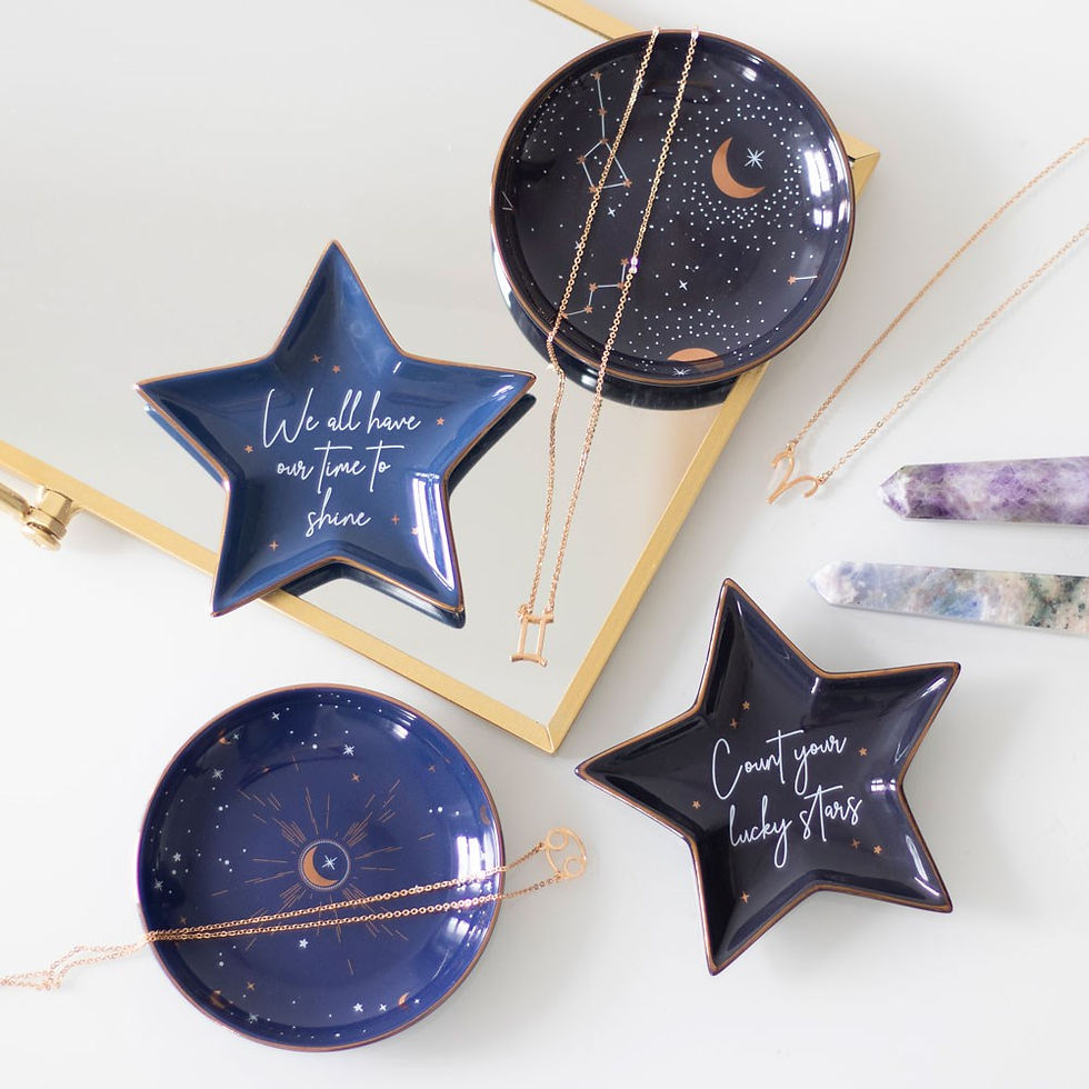 Miniatyrbild: 10.5CM CERAMIC PURPLE STAR SIGN TRINKET DISH