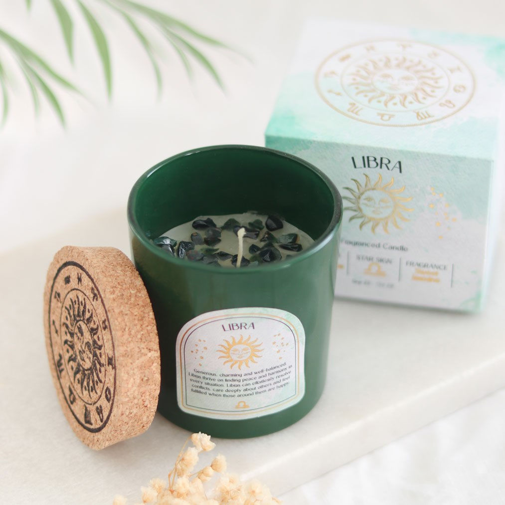 LIBRA SWEET JASMINE GEMSTONE ZODIAC CANDLE
