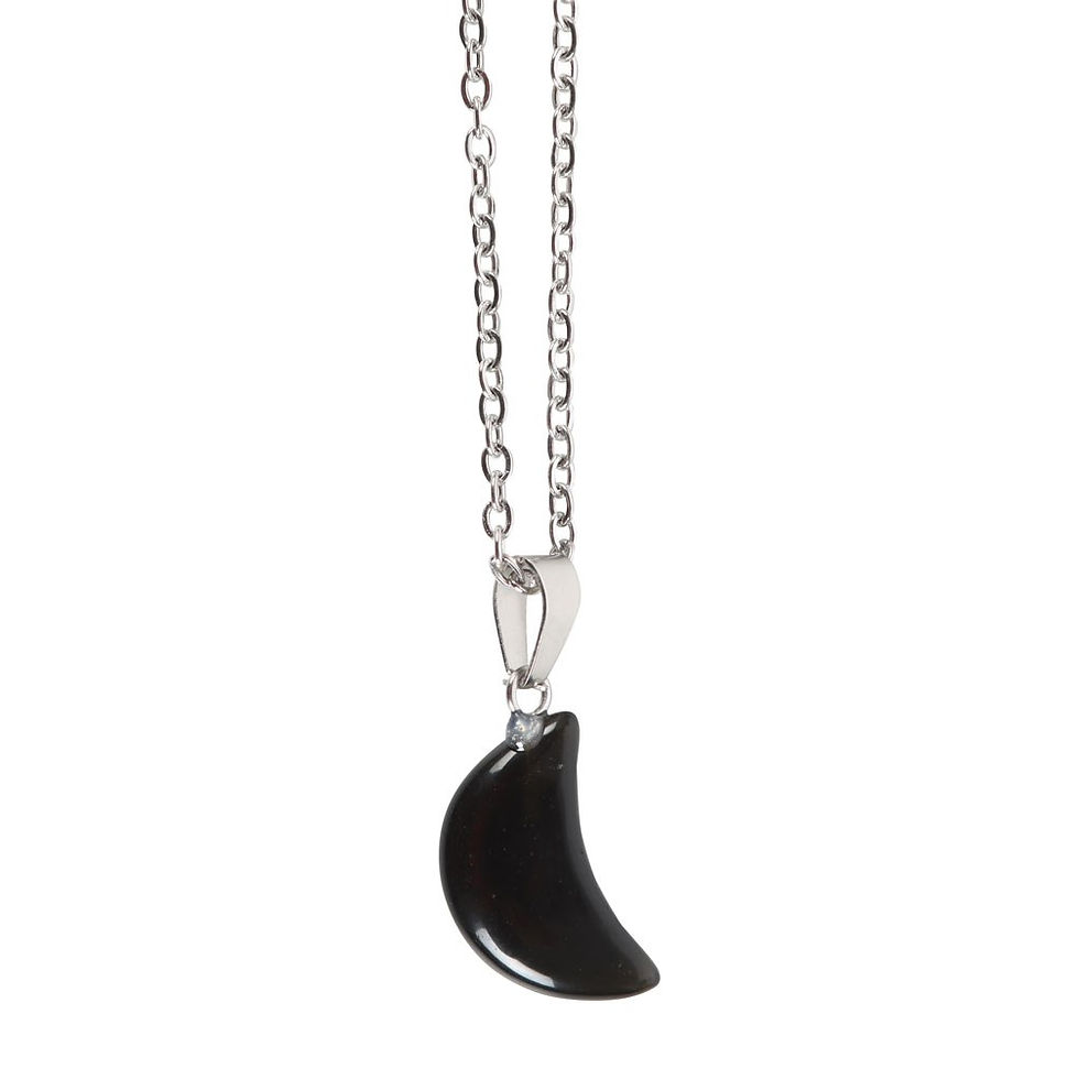 Miniatyrbild: BLACK OBSIDIAN CRYSTAL MOON NECKLACE ON GREETING CARD