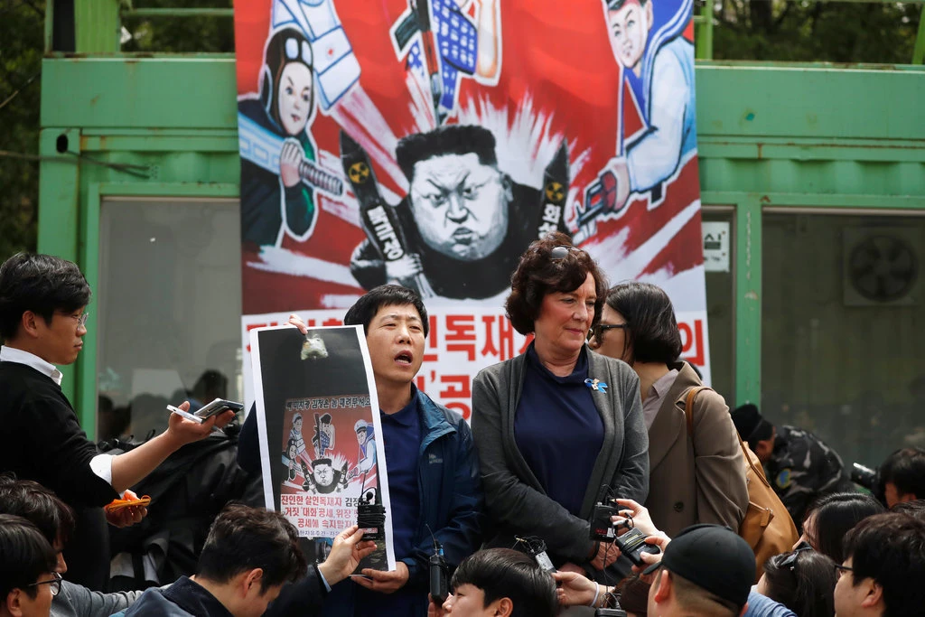 Mr. Park, who defected from North Korea, at a 2018 balloon launch. “The more they suppress us, the more leaflets we will send,” Mr. Park said of South Korea’s recent efforts to stop his campaign.Credit...Kim Hong-Ji/Reuters