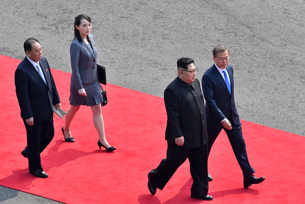 Kim Jong-un and President Moon Jae-in of South Korea meeting in the Demilitarized Zone in 2018.Credit...Korea Summit Press Pool